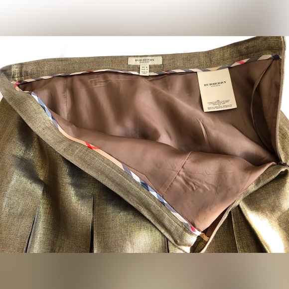 Burberry Box Pleat Metallic Linen Skirt US Size 6 - Picture 4 of 5